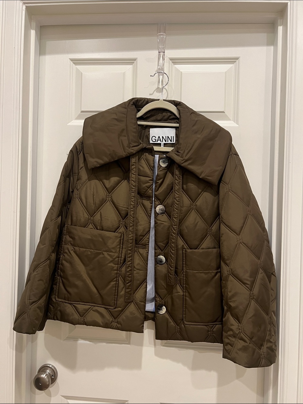 GANNI Quilted Olive Green/Brown Jacket